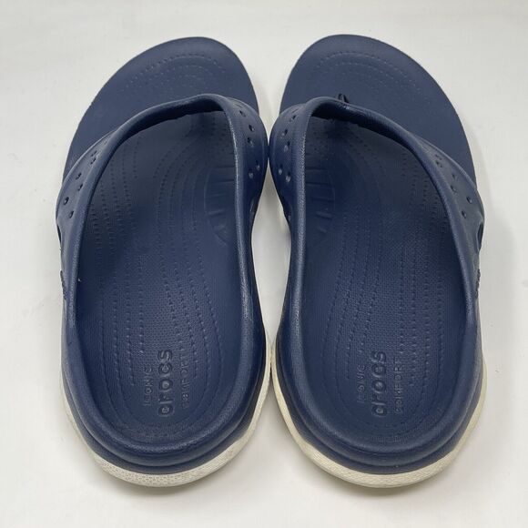 Crocs Swiftwater Deck Thong Sandals Mens 11 Blue Slip On Flip Flops Comfort - Picture 9 of 15
